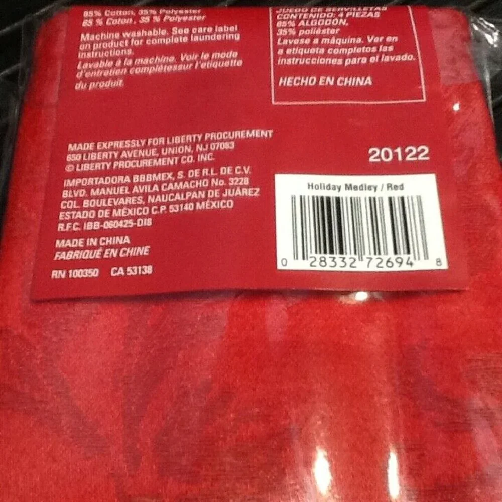 3 brand new 4-piece Sets of RED 65% Cotton 17